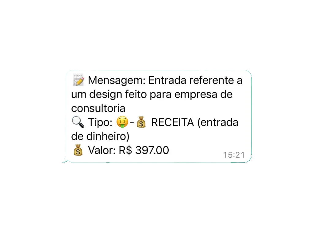 Ilustração sobre registro de receita no WhatsApp com Elio